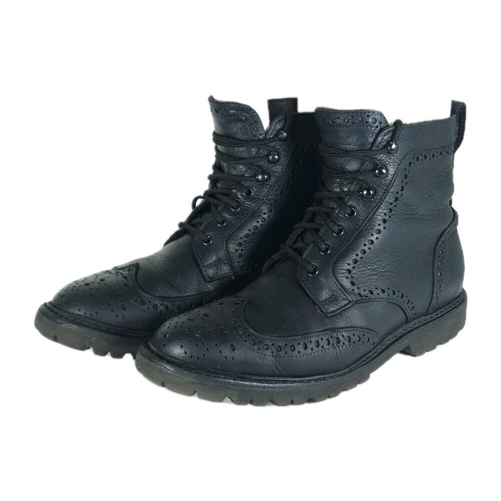 Allen Edmonds Men’s Long Branch US8,5D Black Pebbled Leather Wingtip Boots